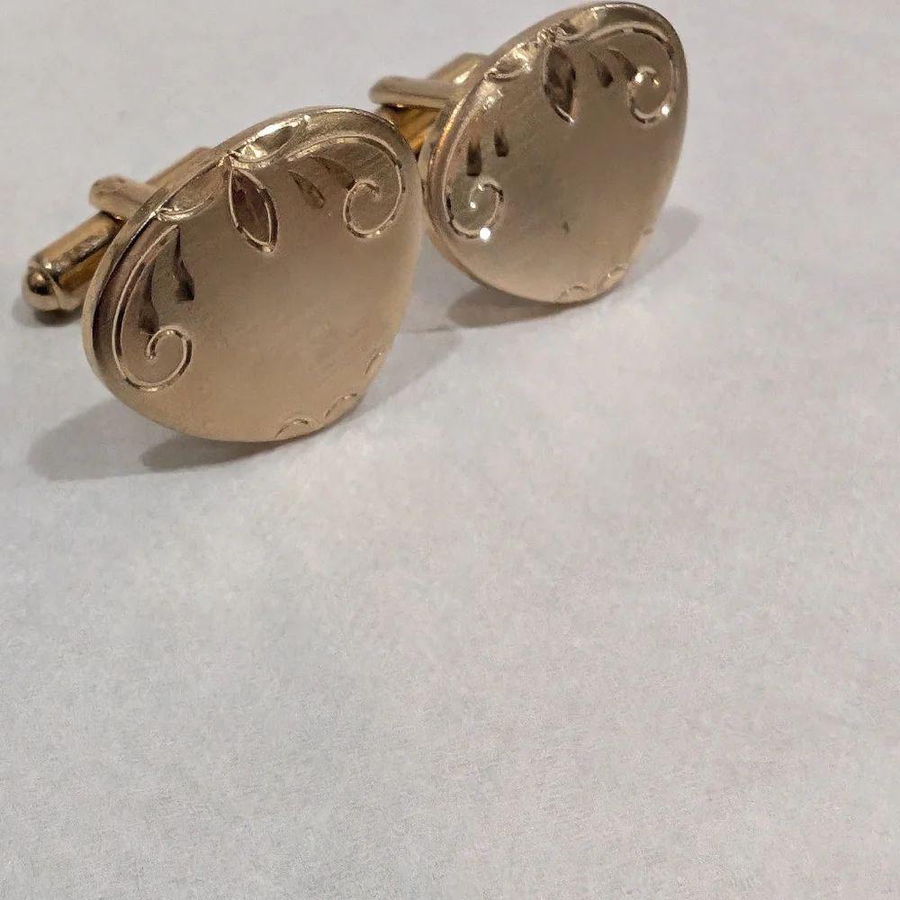 Vintage Brushed Gold Tone Flex-Let Cuff Links